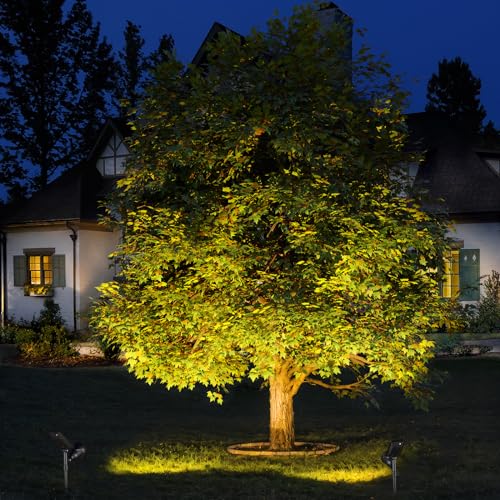 Solar Spot Lights Outdoor Spotlight 18 LED Waterproof Landscape Spotlight for Garden Lawn Backyard Patio Porch Wall Deck Garage (2 Count)