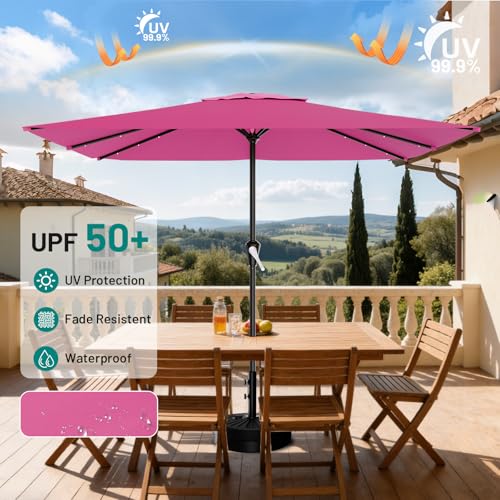 8' X 10' Rectangular Patio Umbrella with Solar Lights