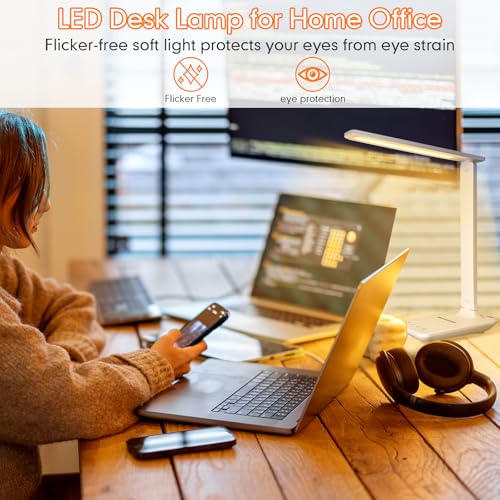 LED Desk Lamp with 15W Wireless Charger & USB Port