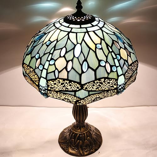 Tiffany Lamp Sea Blue Stained Glass Table Lamp 18 Inch Dragonfly