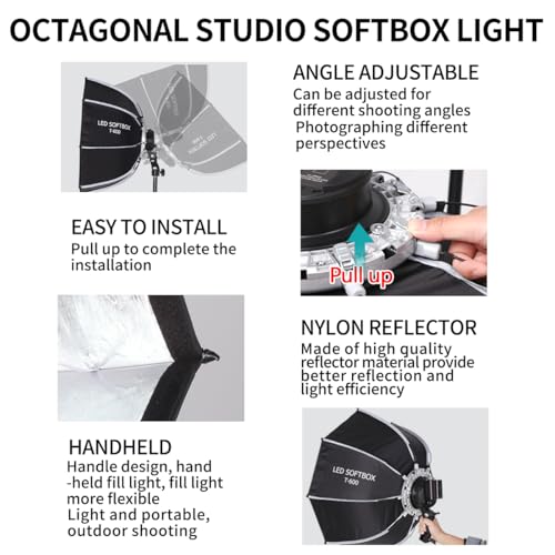 XPSYQIC Octagonal Softbox LED Continuous Light with Rechargeable Battery