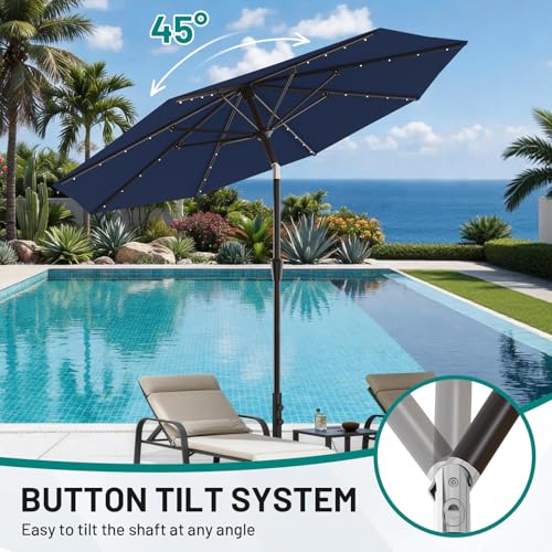 9FT Patio Umbrella with Solar Lights