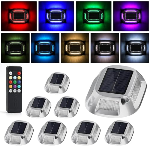 Solar Driveway Lights with Remote 8 Pack