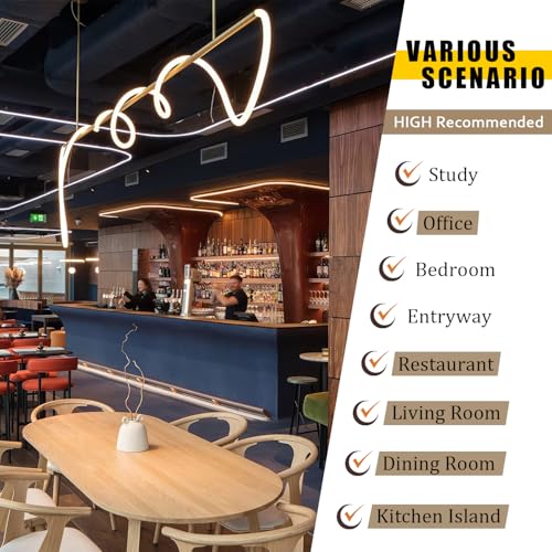 Gold Modern Chandelier 59.05inch Linear Chandelier Gold LED Pendant Light for Kitchen Island Lighting