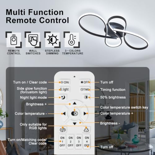 66W Dimmable Modern LED Ceiling Light Fixtures 3000K