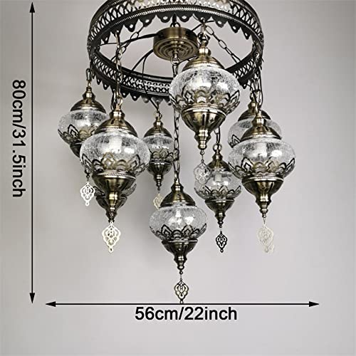 Turkish Moroccan Mosaic Boho Hardwired Chandelier Light Ceiling Hanging Lamp Pendant Fixture Lighting