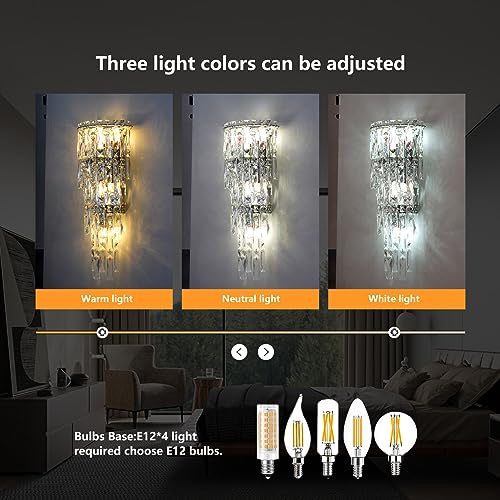 Wall Sconces Modern Crystal Wall light Fixtures Indoor Luxury Chrome Wall Lamp