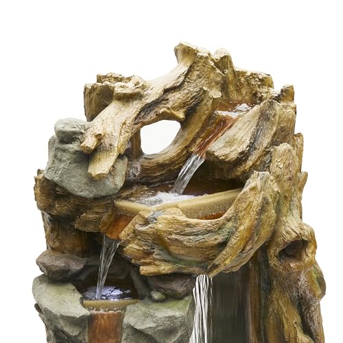 TZL404 71" Cascading Tree Trunk Fountain with LED Lights