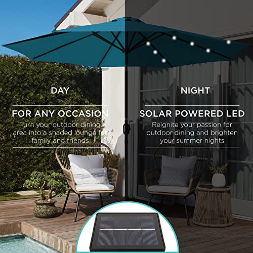 10ft Solar Polyester LED Lighted Patio Umbrella w