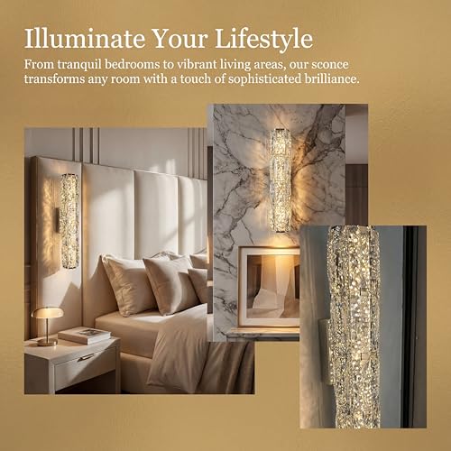 LED Crystal Wall Sconces 15.7" Modern Chrome