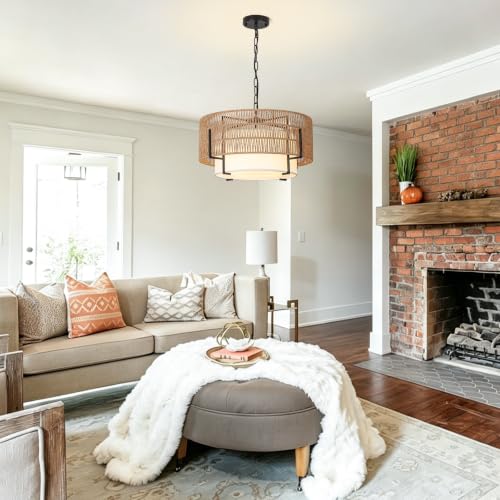 4 Light Rattan Chandelier