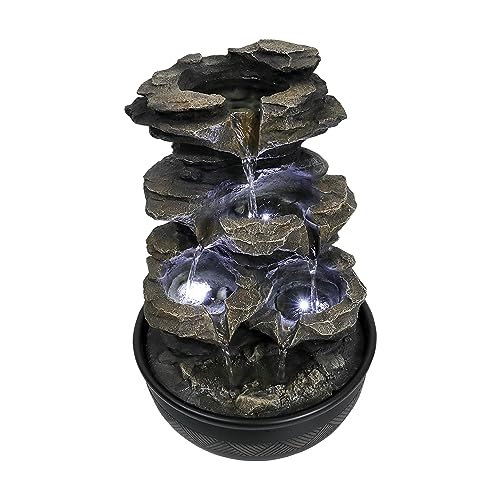15.7" High Rock Cascading Tabletop Fountain