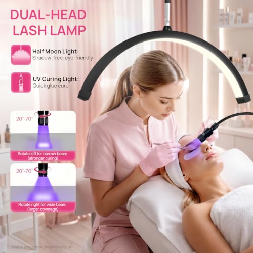 Half Moon Floor Lash Lamp with Curing Light and Foot Pedal
