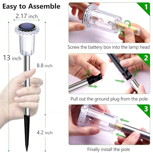 Solar Lights Outdoor Waterproof 10 Pack Pathway Lights Cool White (10 Count)