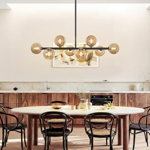 37" Mid Century Modern Chandelier Linear Chandeliers for Dining Room