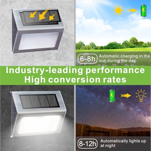 White Solar Lights for Deck Step Fence Post (6 Count)