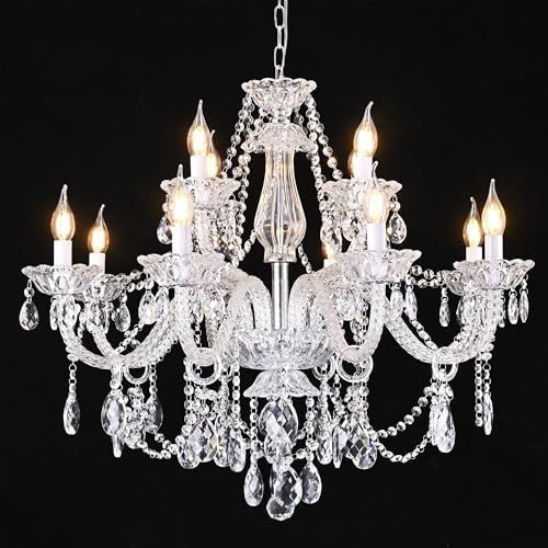 12 Light Contemporary Crystal Chandelier for Living Room
