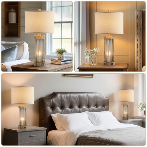Farmhouse Table Lamps Set of 2 for Living Room with 2 USB Ports (2 Count)