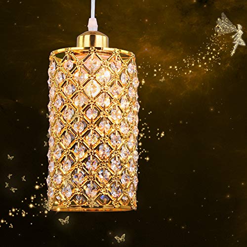 Gold Crystal Pendant Light Adjustable Height E26 E27 Fixture