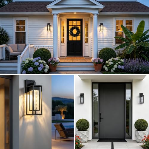 Upgraded LED Motion Sensor Outdoor Wall Lantern 2 Pack (2 Count)