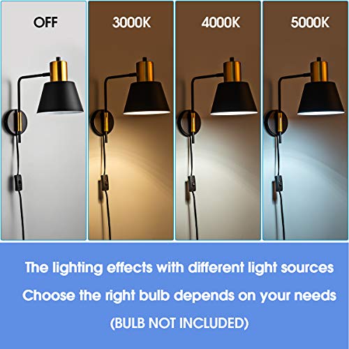 Modern Black Plug in Swing Arm Wall Sconces with Switch
