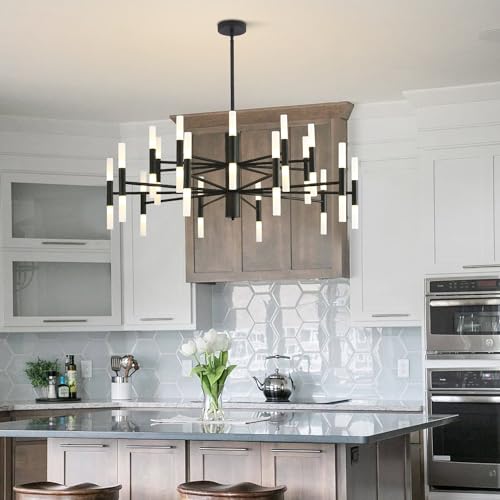 Lighting Black Sputnik Light Fixture Vintage Chandelier Light Fixture 40 Lights Mid Century Modern LED Chandelier Transitional Farmhouse Bedroom Sputnik Ceiling Light