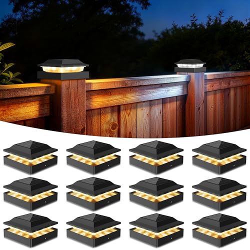 Solar Post Cap Lights for 4x4 Wood (12 Count)