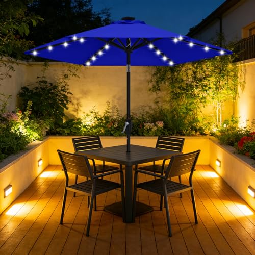 Solar Led Patio Umbrella with 24 Lights 7.5FT