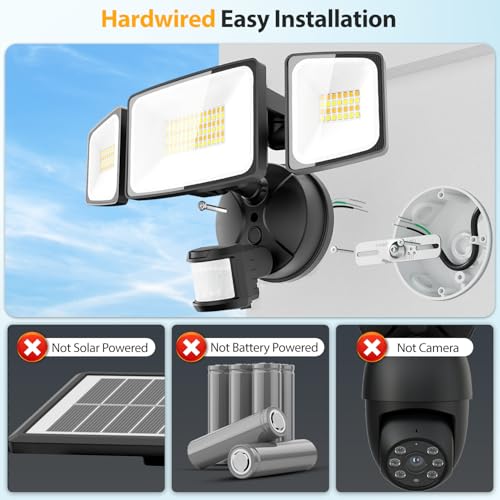 65W Smart Outdoor Security Lights with Motion Sensor (Black)