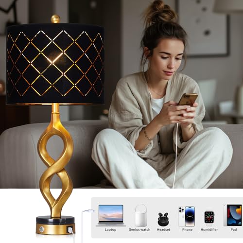 30" Black and Gold Table Lamp for Living Room