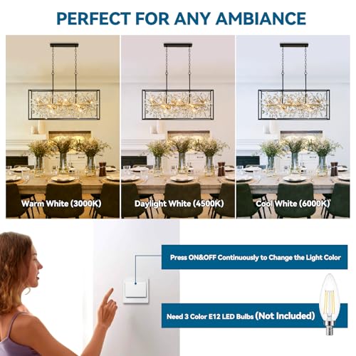 Modern Black and Gold Rectangle Crystal Chandeliers for Dining Room (8 Count)