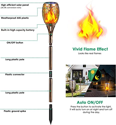 Flickering Flame Solar Torch Lights Outdoor (4 Count)