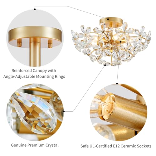 Crystal Chandelier Pendant Flushmount Ceiling Light Modern Lighting Fixture for Bedroom Hallway Bar Kitchen Bathroom