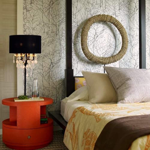 Drum Shade Black Crystal Table Lamp
