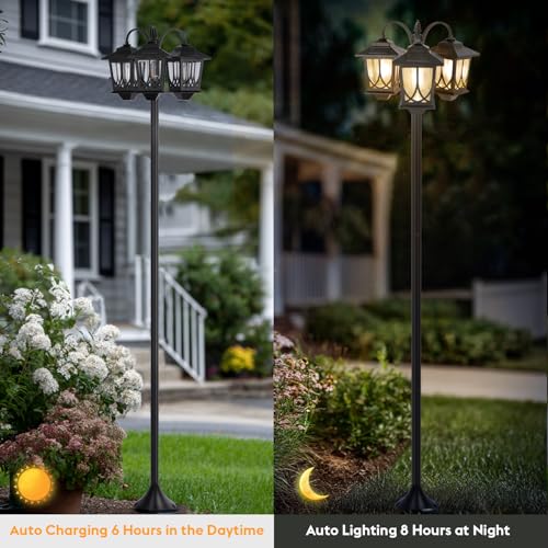 3 Head Solar Lamp Post Light