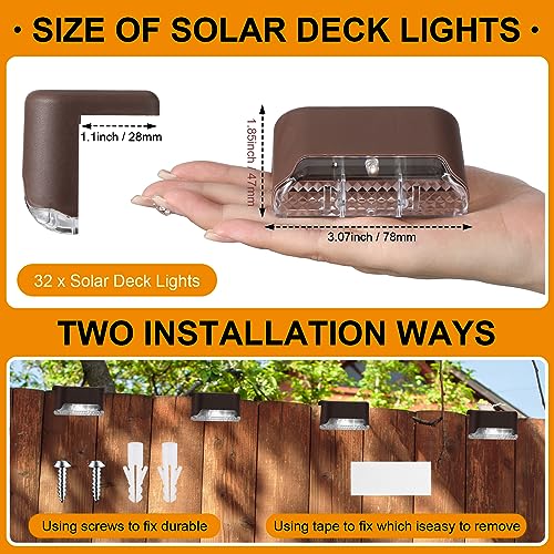 32 Pcs Solar Deck Step Lights Outdoor