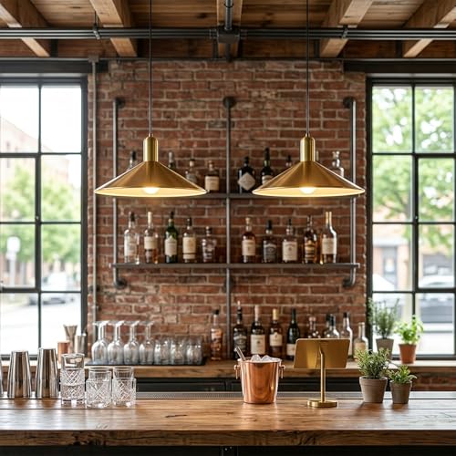 13.8” Large Farmhouse Brass Gold Dome Pendant Lights Kitchen Island