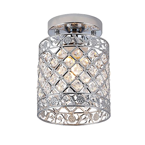 Mini Style Modern Decor Crystal Flush Mount Ceiling Light Fixture Crystal Chandeliers Light Ceiling Lamp for Hallway