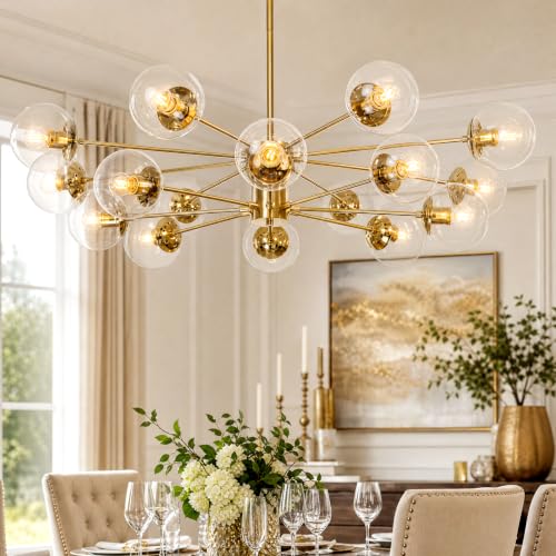 42.5″ Gold Sputnik Chandeliers for Dining Room Light Fixture