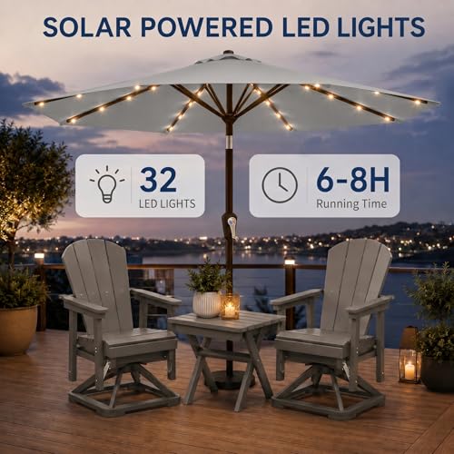 10FT Solar Patio Umbrella with Lights