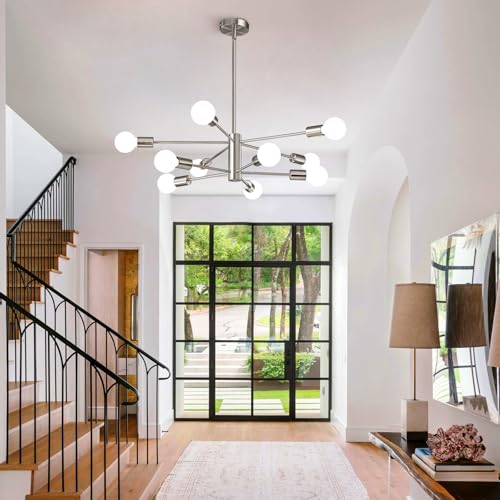 Modern Chandelier Light Fixture Brushed Nickel Sputnik Chandelier 10 (10 Count)