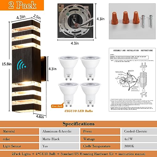Modern Outdoor Wall Lights (2 Count)