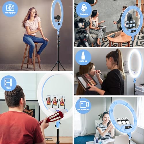 Blue 22" Ring Light for iPad iPhone with 75" Tripod Stand Barber
