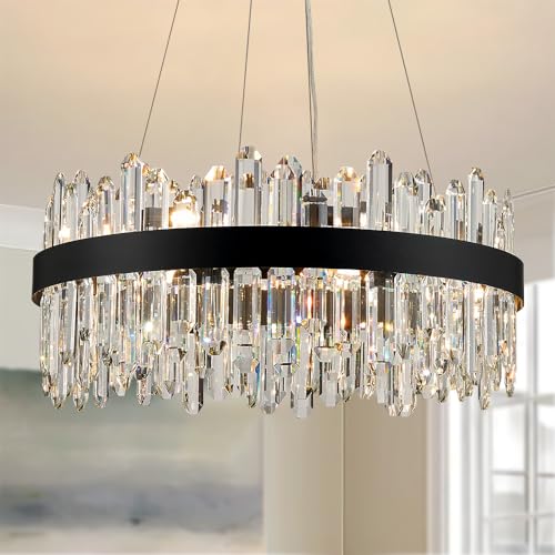 Black Modern Oval Crystal Chandelier
