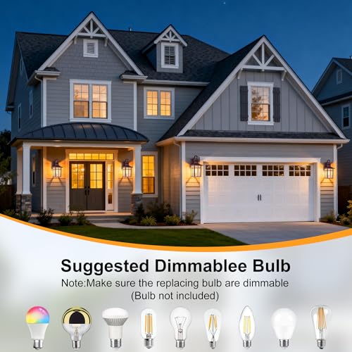 Aluminum Motion Sensor Outdoor Wall Sconces with Ripple Glass (2 Count)