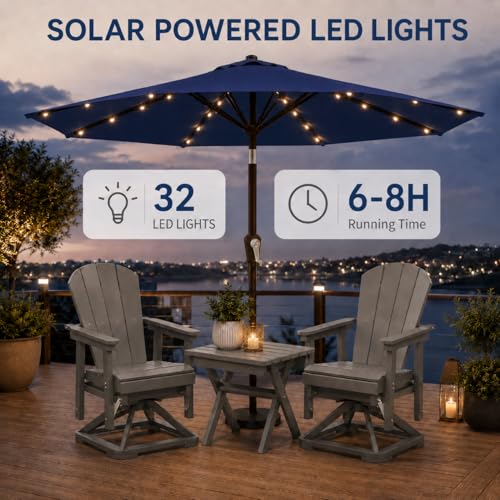 10FT Solar Patio Umbrella with Lights