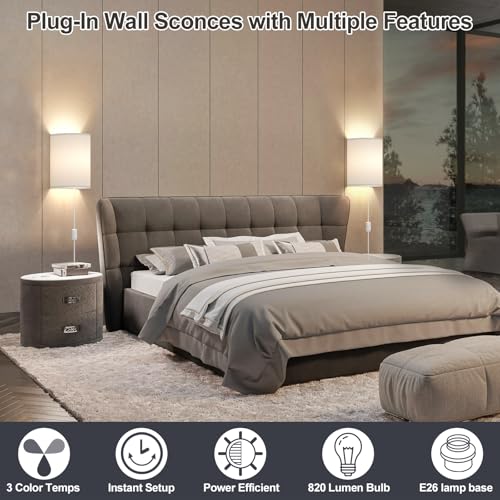 Plug in Wall Sconces Set of Two Wall Lights with On (2 Count)