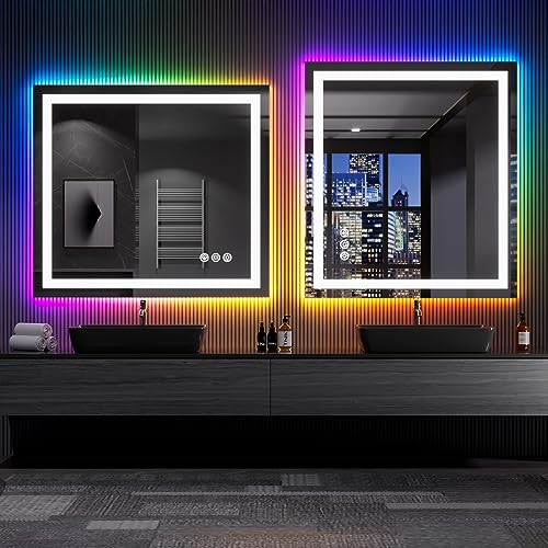 40"X36" RGB LED Bathroom Mirror with Lights