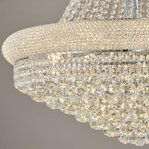31 Lights Chrome Finish Large Empire Crystal Chandelier