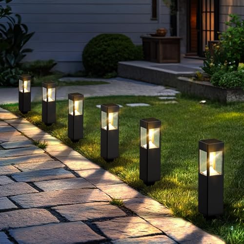 6 Pack Black Solar LED Outdoor Path Lights 30 Lumens (6 Count)
